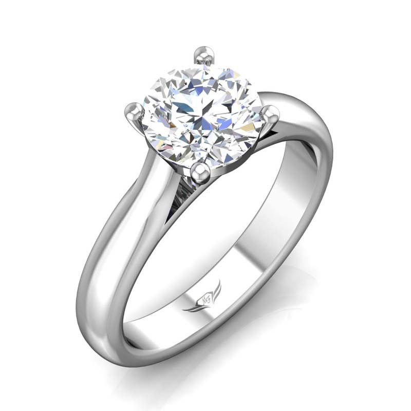FlyerFit® 14K White Gold Solitaire Engagement Ring