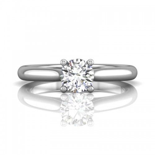 FlyerFit® 14K White Gold Solitaire Engagement Ring