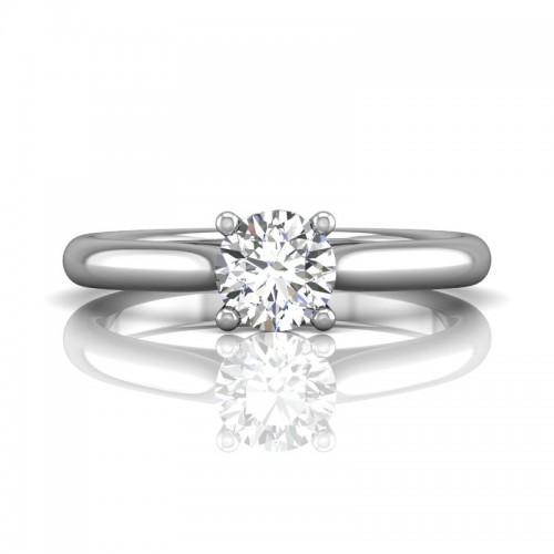 FlyerFit® 14K White Gold Solitaire Engagement Ring