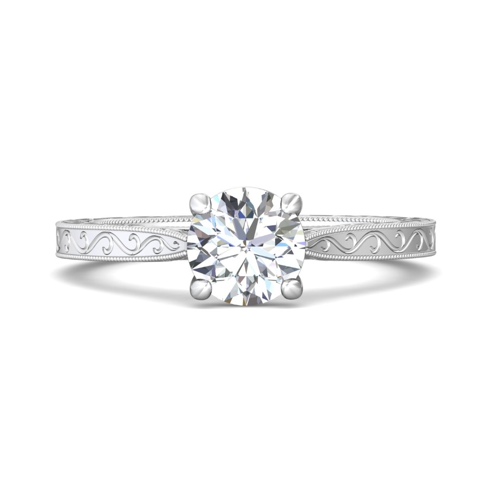 FlyerFit® 14K White Gold Vintage Engagement Ring