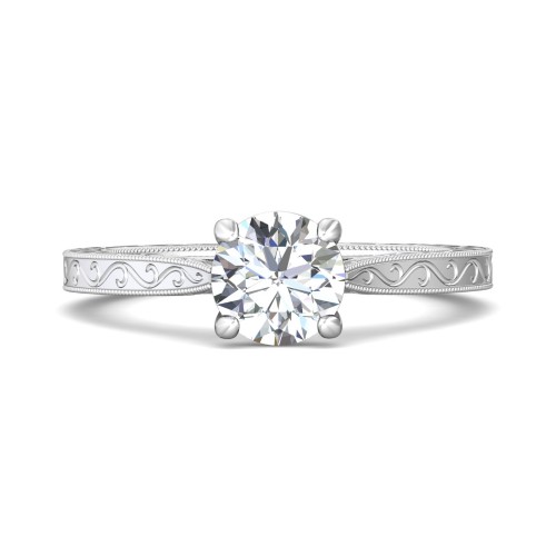 FlyerFit® 14K White Gold Vintage Engagement Ring
