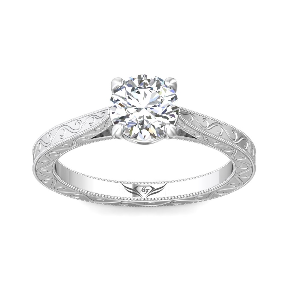 FlyerFit® 14K White Gold Vintage Engagement Ring