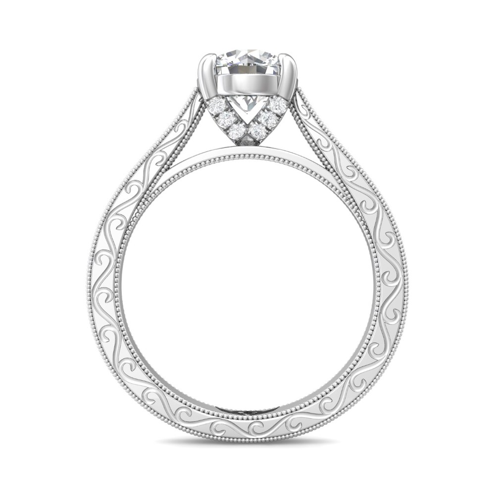 FlyerFit® 14K White Gold Vintage Engagement Ring