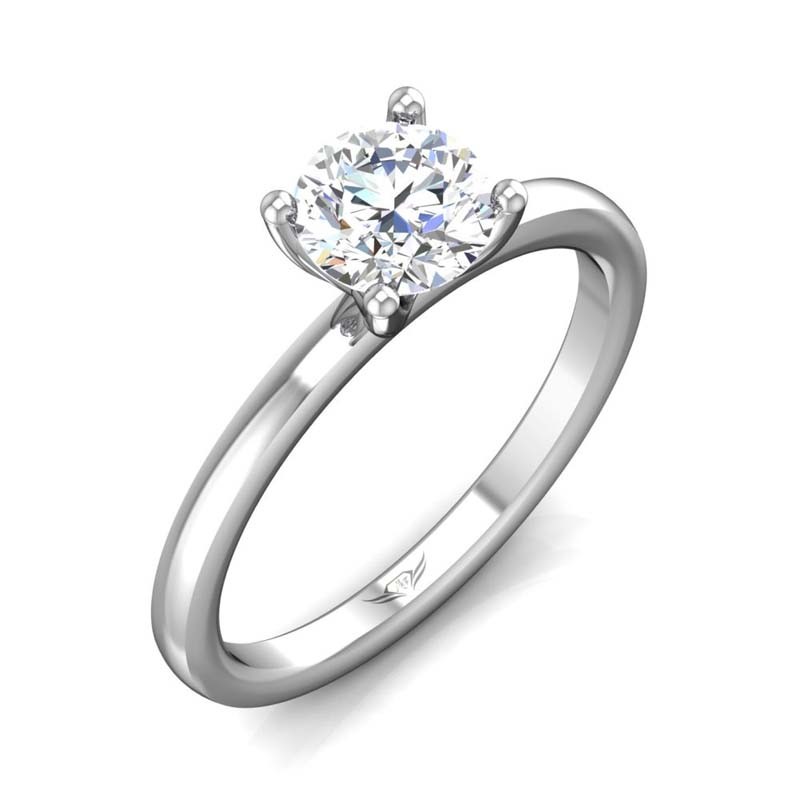 FlyerFit® 14K White Gold Solitaire Engagement Ring