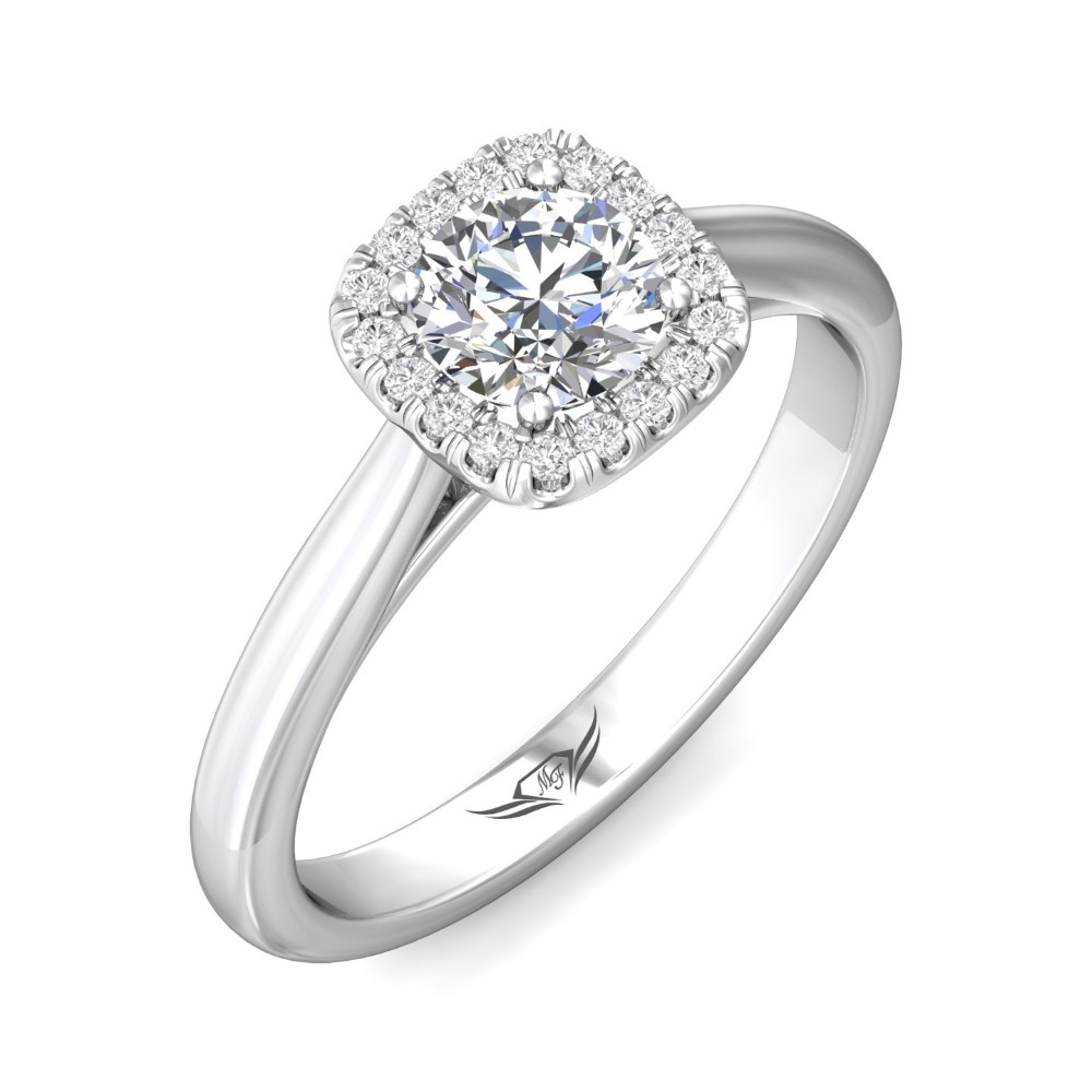 FlyerFit® 14K White Gold Solitaire Engagement Ring