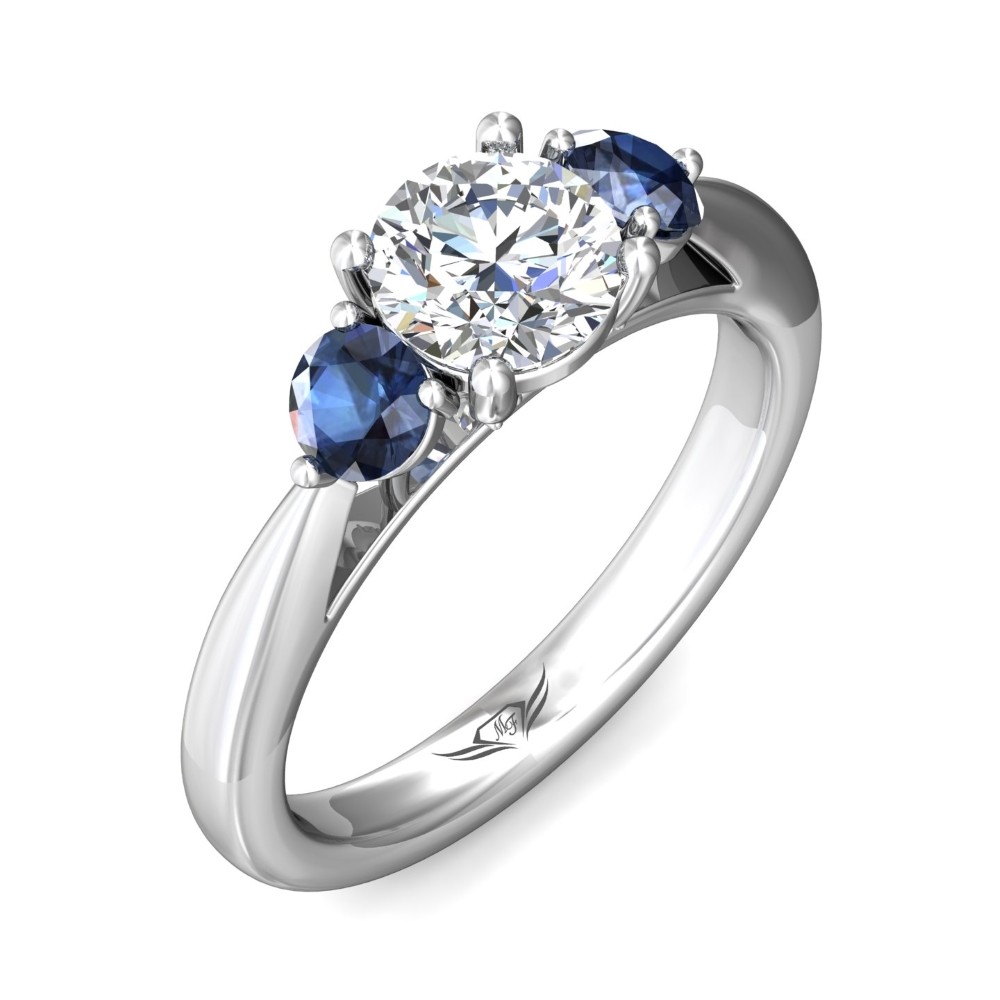 FlyerFit® 14K White Gold Three Stone Engagement Ring