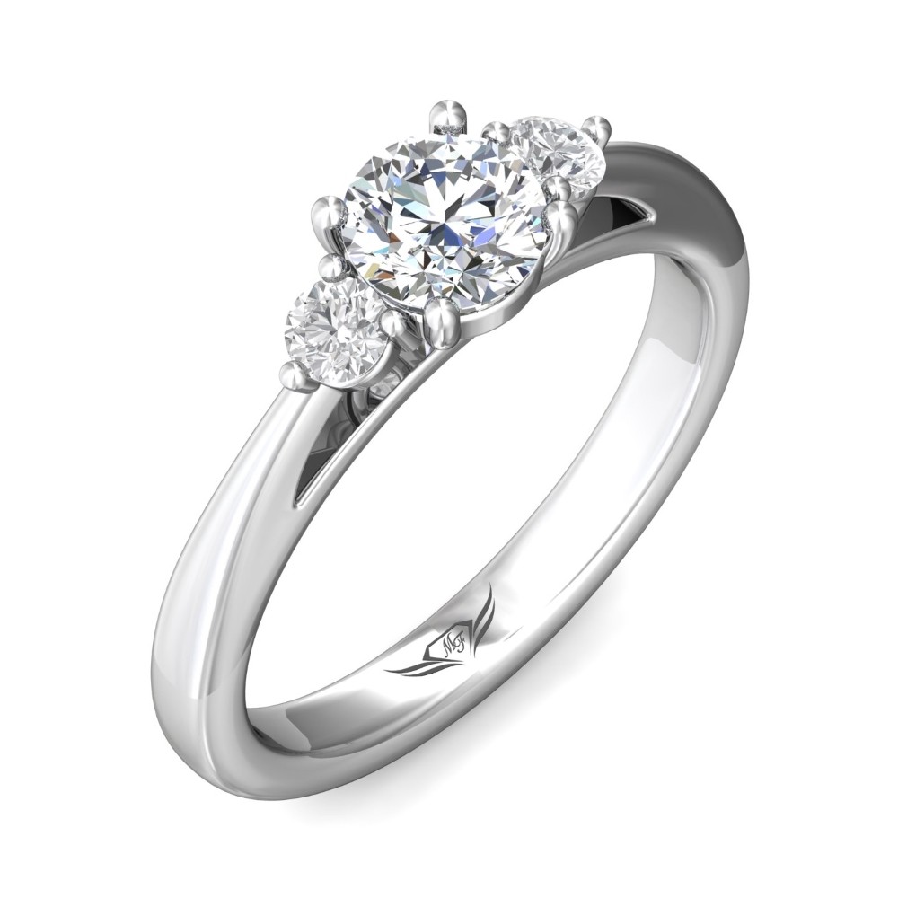 FlyerFit® 14K White Gold Three Stone Engagement Ring