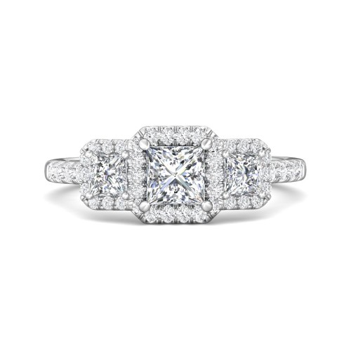 FlyerFit® 14K White Gold Three Stone Engagement Ring