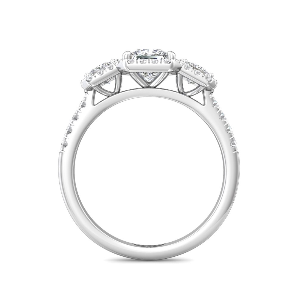 FlyerFit® 14K White Gold Three Stone Engagement Ring