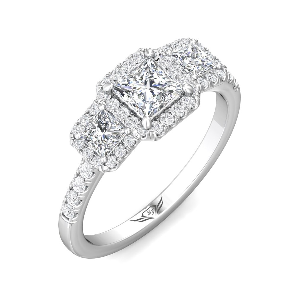 FlyerFit® 14K White Gold Three Stone Engagement Ring