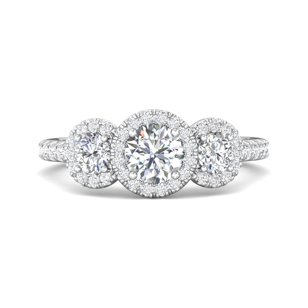 FlyerFit® 14K White Gold Three Stone Engagement Ring