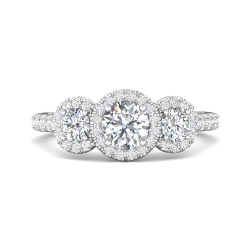 FlyerFit® 14K White Gold Three Stone Engagement Ring