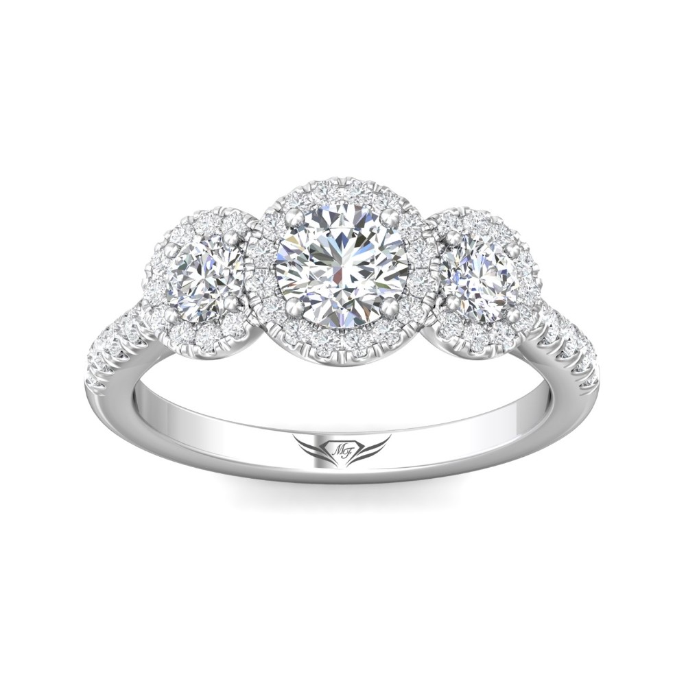 FlyerFit® 14K White Gold Three Stone Engagement Ring
