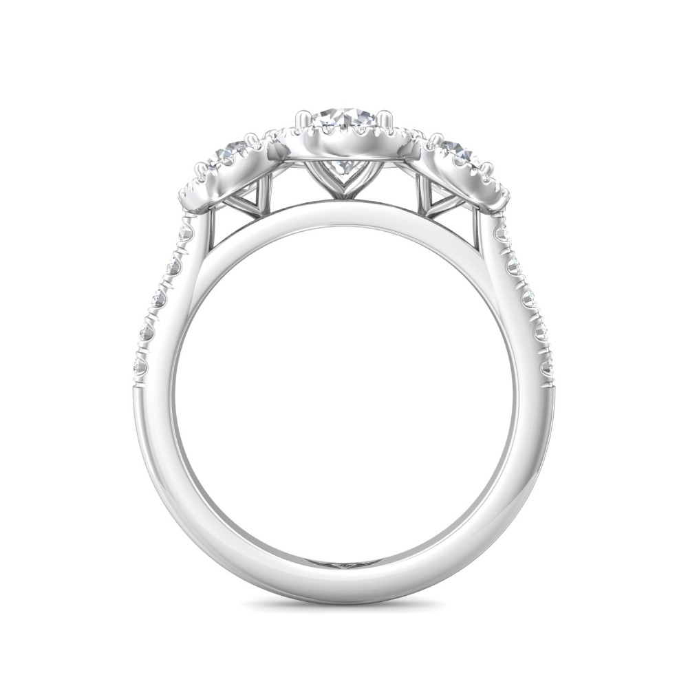 FlyerFit® 14K White Gold Three Stone Engagement Ring