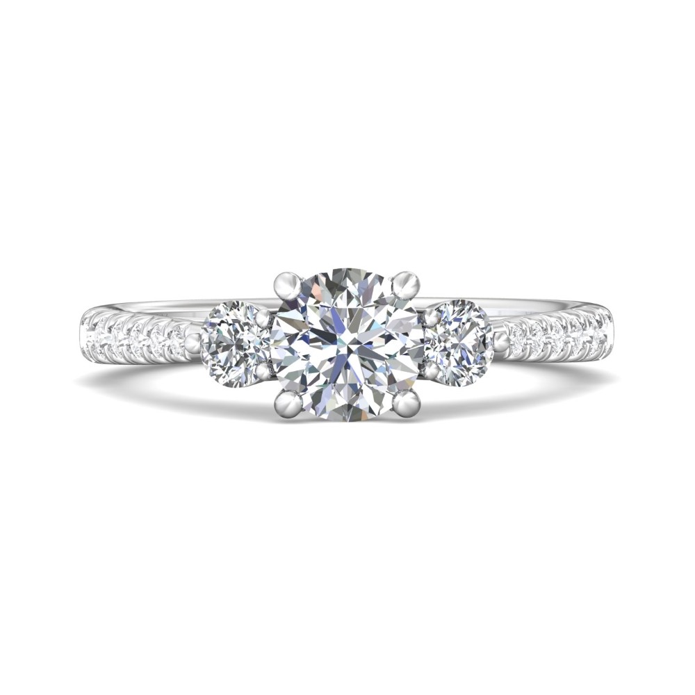 FlyerFit® 14K White Gold Three Stone Engagement Ring