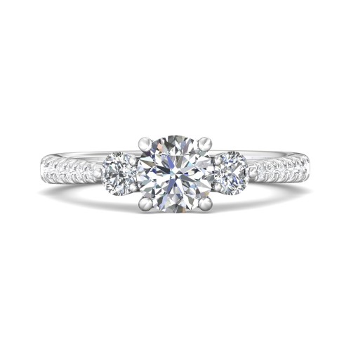 FlyerFit® 14K White Gold Three Stone Engagement Ring