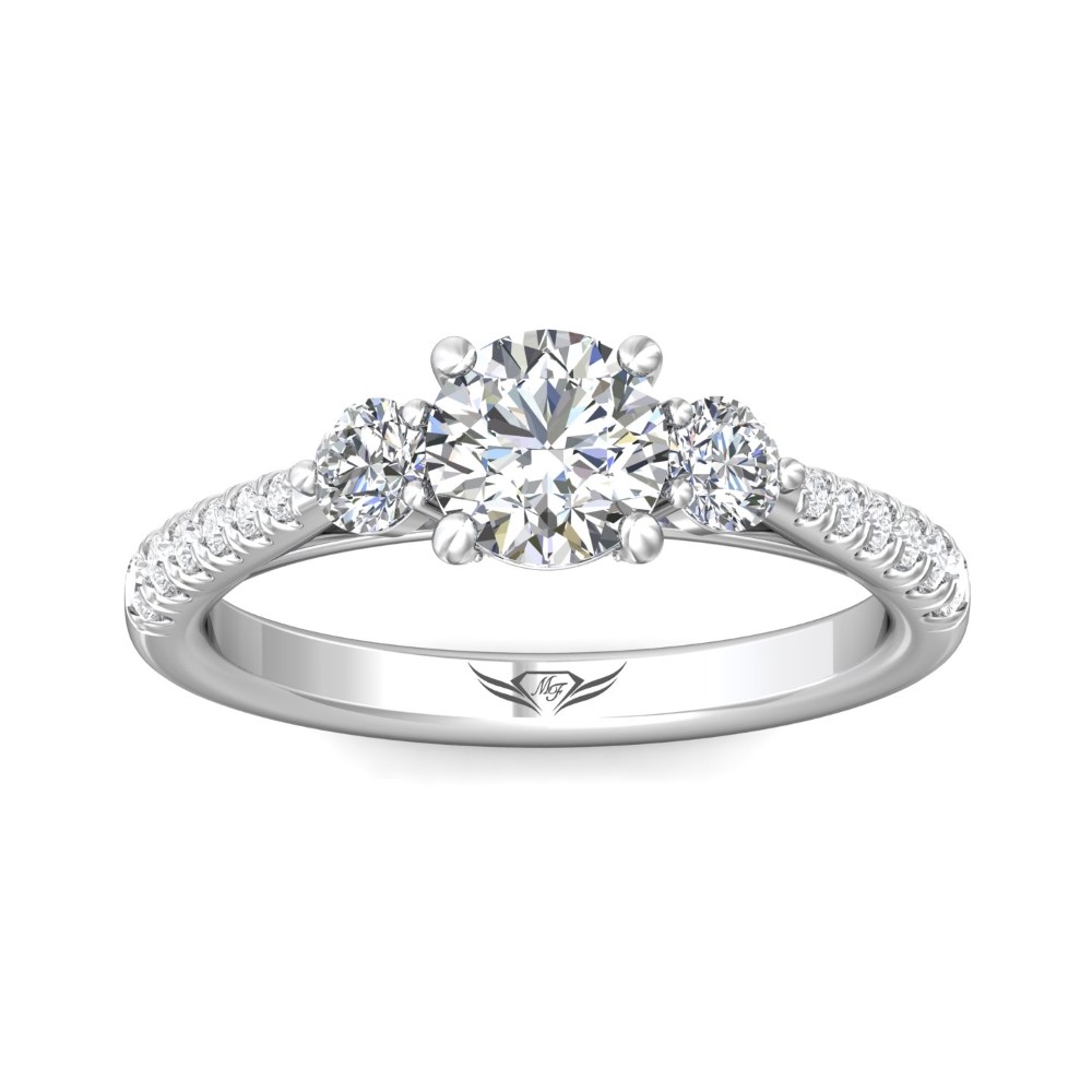 FlyerFit® 14K White Gold Three Stone Engagement Ring