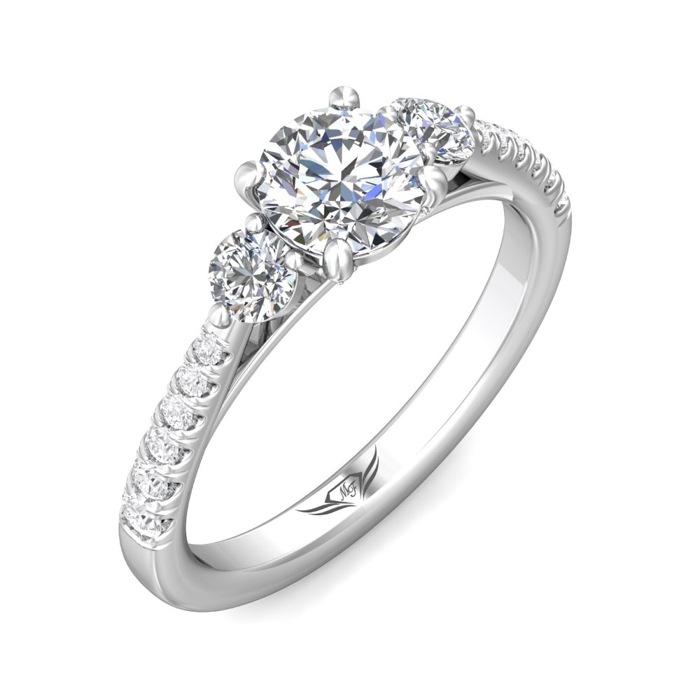 FlyerFit® 14K White Gold Three Stone Engagement Ring