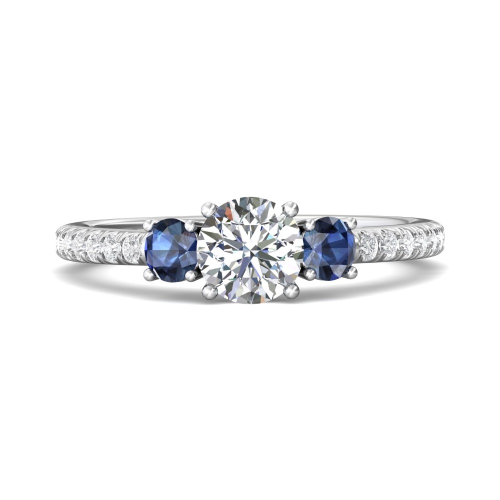 FlyerFit® 14K White Gold Three Stone Engagement Ring