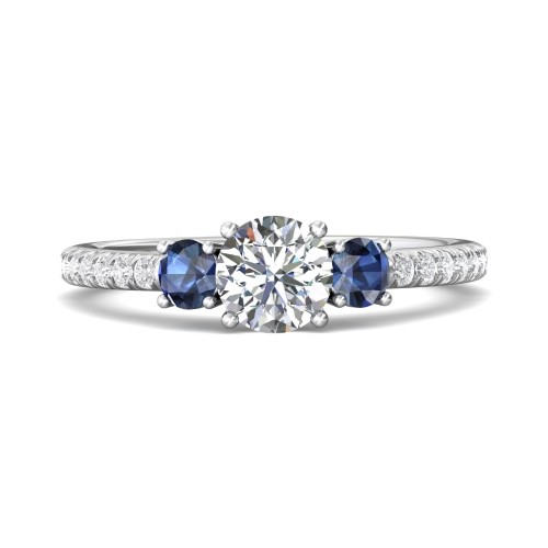 FlyerFit® 14K White Gold Three Stone Engagement Ring