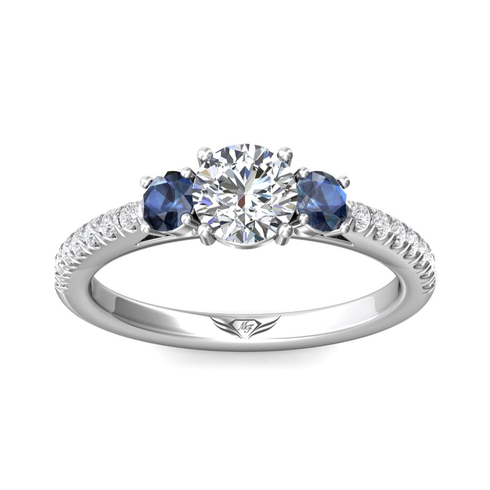 FlyerFit® 14K White Gold Three Stone Engagement Ring