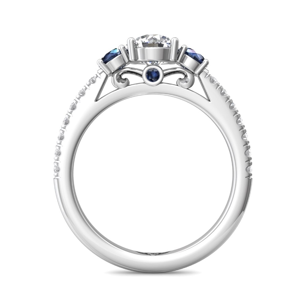 FlyerFit® 14K White Gold Three Stone Engagement Ring