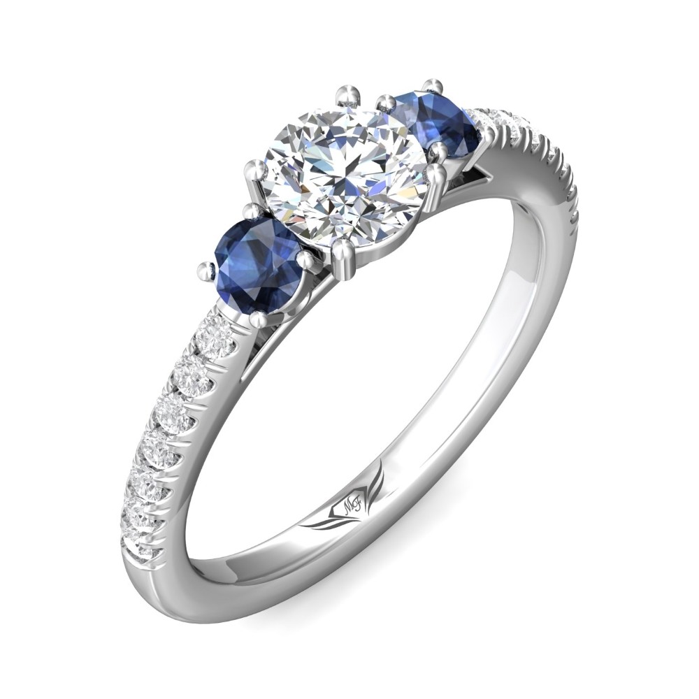 FlyerFit® 14K White Gold Three Stone Engagement Ring