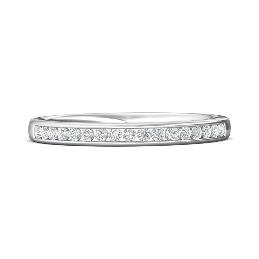 FlyerFit® 14K White Gold Channel Wedding Band