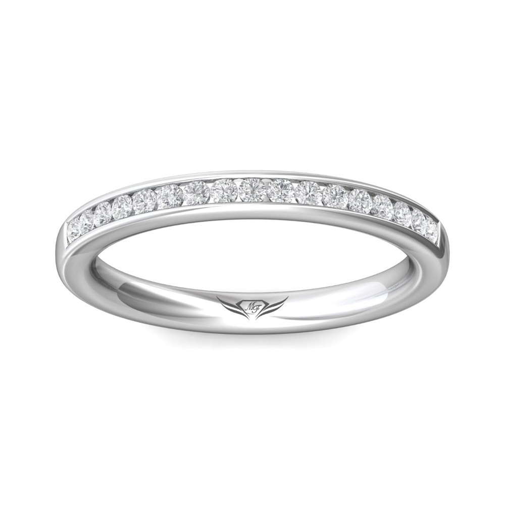 FlyerFit® 14K White Gold Channel Wedding Band