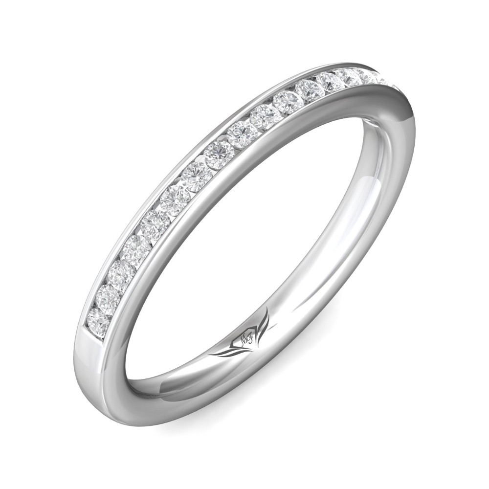 FlyerFit® 14K White Gold Channel Wedding Band