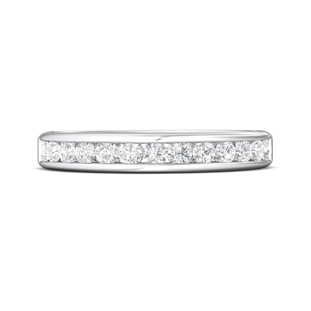 FlyerFit® 14K White Gold Channel Wedding Band