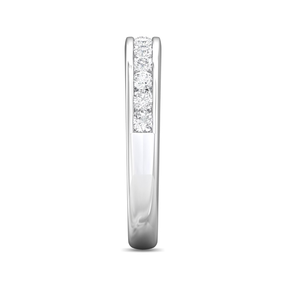 FlyerFit® 14K White Gold Channel Wedding Band