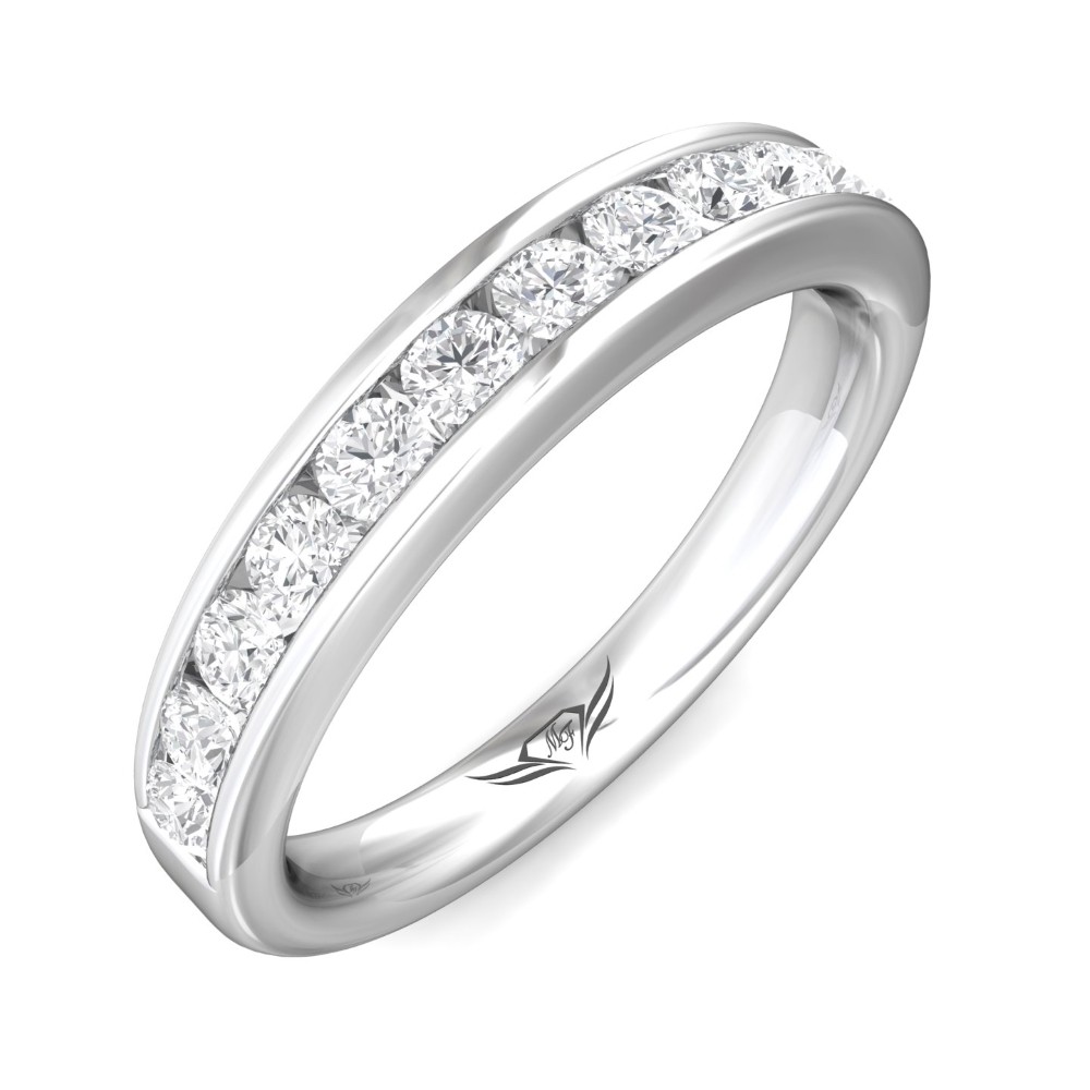 FlyerFit® 14K White Gold Channel Wedding Band