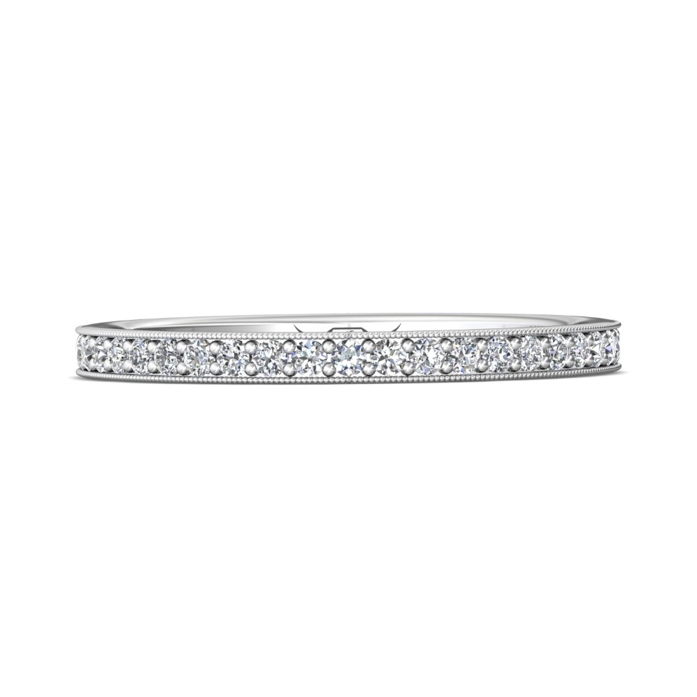 FlyerFit® 14K White Gold Micropave Bead Set Wedding Band
