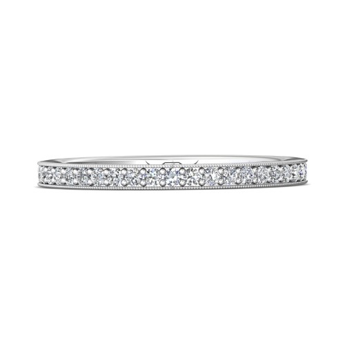 FlyerFit® 14K White Gold Micropave Bead Set Wedding Band
