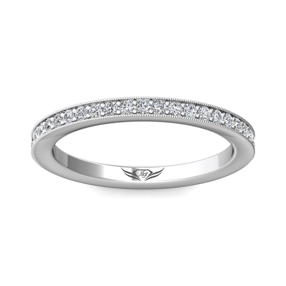 FlyerFit® 14K White Gold Micropave Bead Set Wedding Band