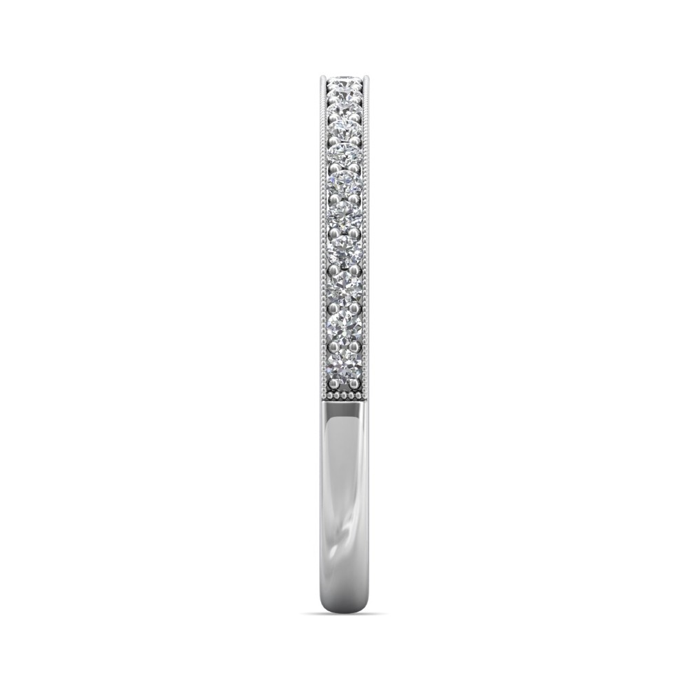 FlyerFit® 14K White Gold Micropave Bead Set Wedding Band