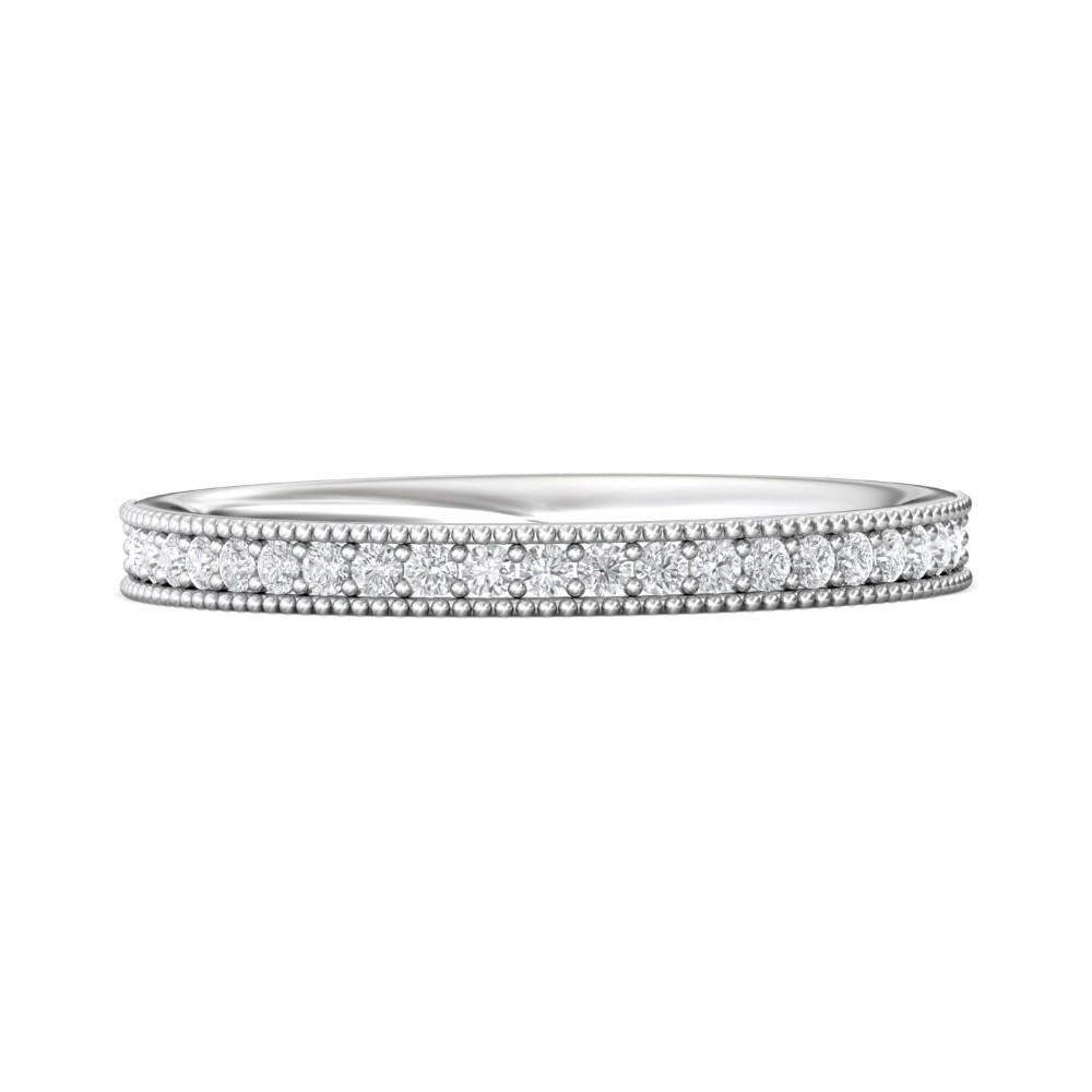 FlyerFit® 14K White Gold Micropave Bead Set Wedding Band