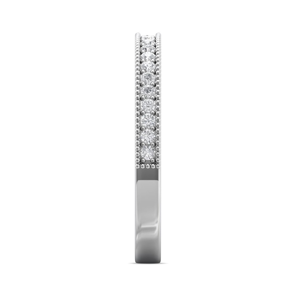 FlyerFit® 14K White Gold Micropave Bead Set Wedding Band