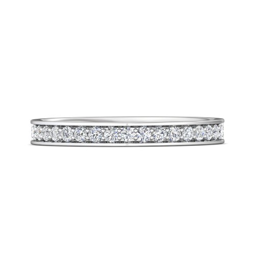 FlyerFit® 14K White Gold Micropave Bead Set Wedding Band