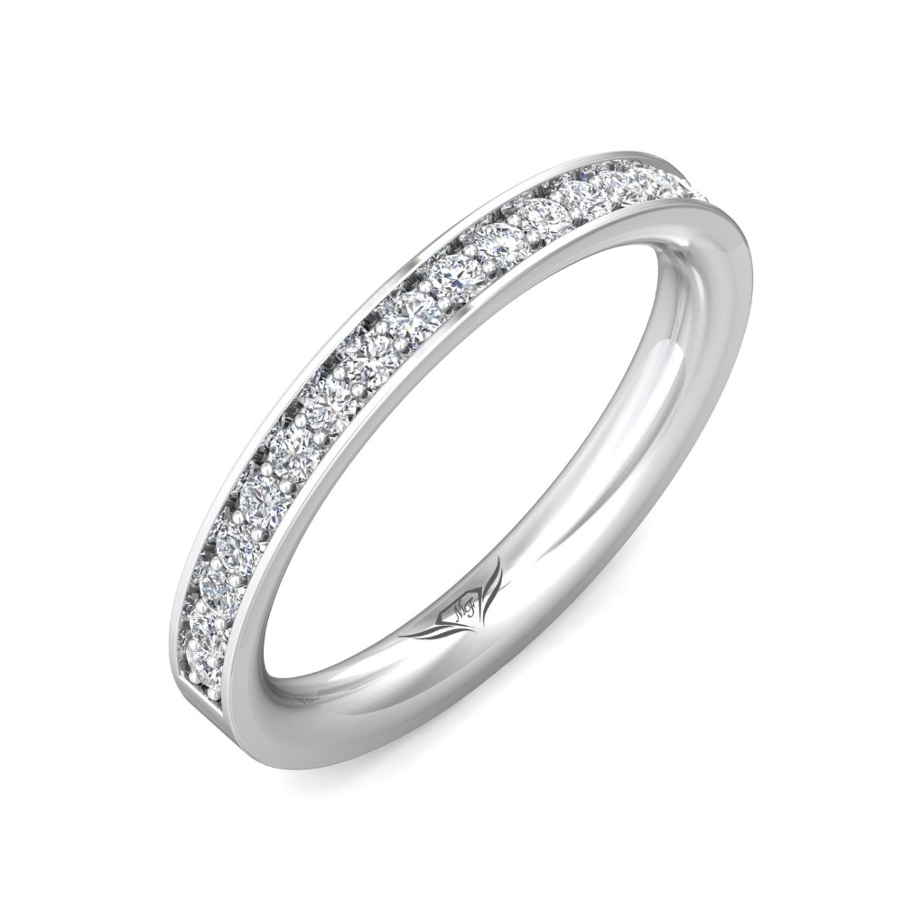 FlyerFit® 14K White Gold Micropave Bead Set Wedding Band