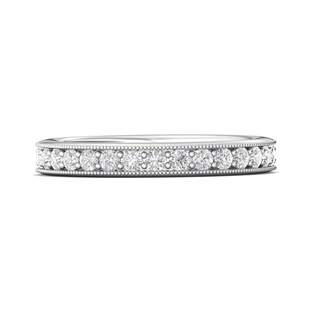 FlyerFit® 14K White Gold Micropave Bead Set Wedding Band