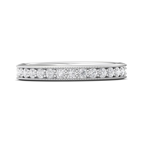 FlyerFit® 14K White Gold Micropave Bead Set Wedding Band