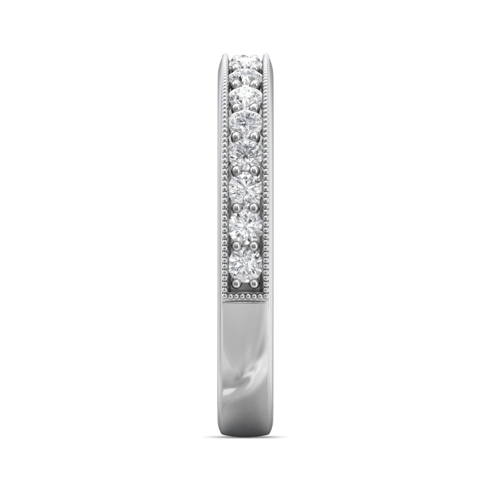 FlyerFit® 14K White Gold Micropave Bead Set Wedding Band