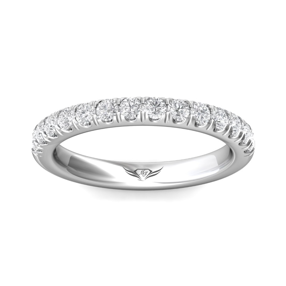 FlyerFit® 14K White Gold Micropave Cutdown Wedding Band