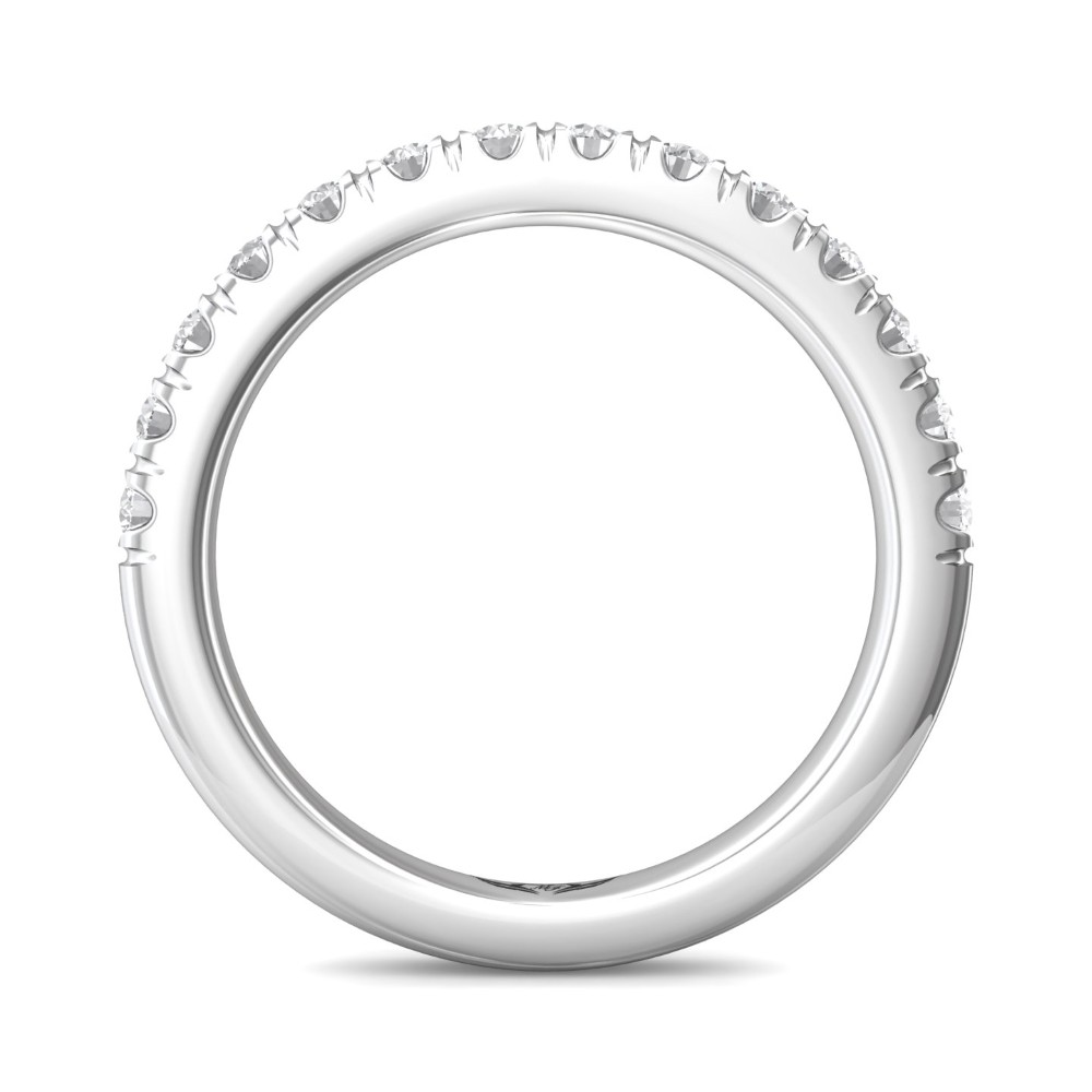 FlyerFit® 14K White Gold Micropave Cutdown Wedding Band