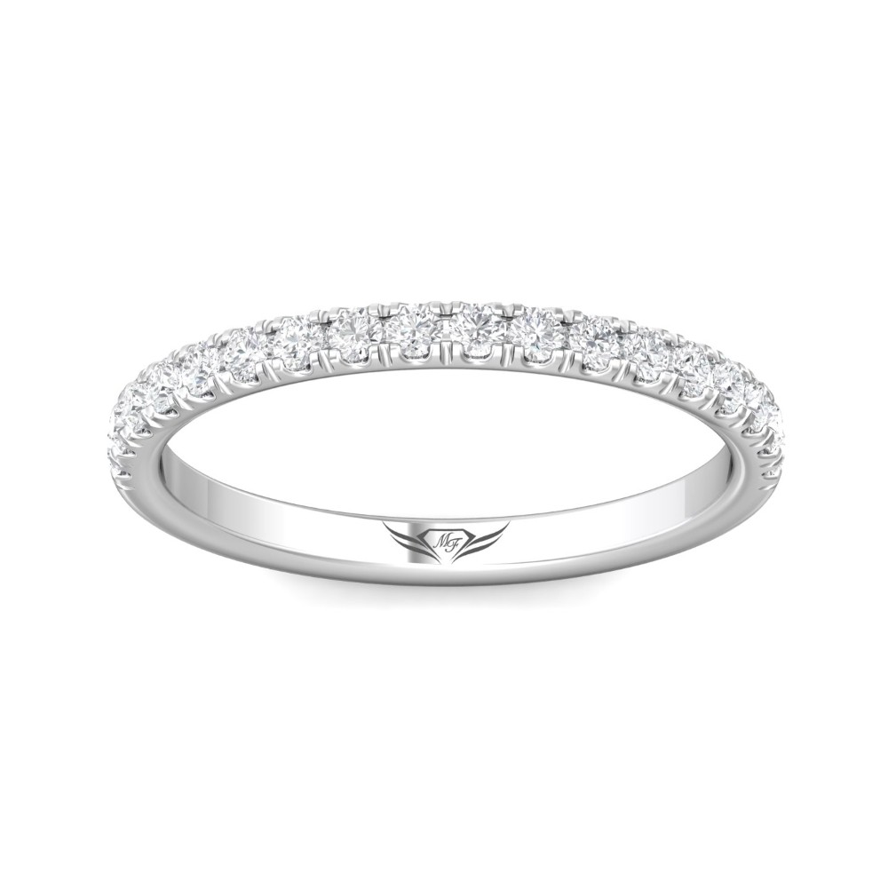 FlyerFit® 14K White Gold Micropave Cutdown Wedding Band