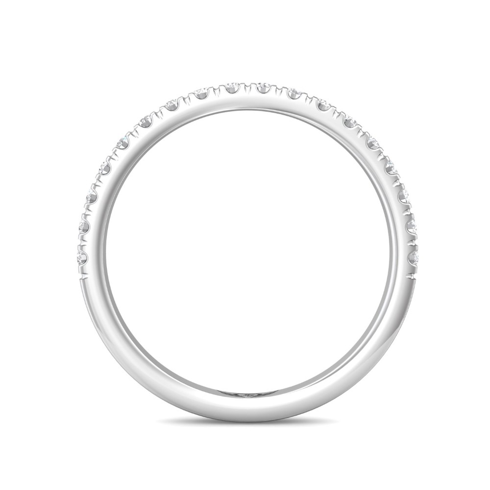 FlyerFit® 14K White Gold Micropave Cutdown Wedding Band