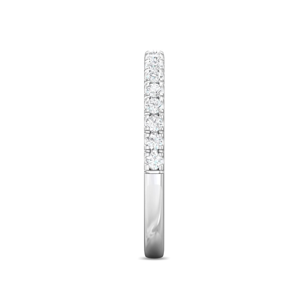 FlyerFit® 14K White Gold Micropave Cutdown Wedding Band