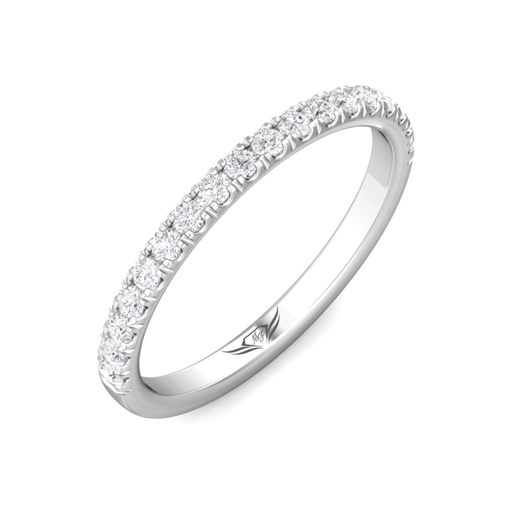 FlyerFit® 14K White Gold Micropave Cutdown Wedding Band